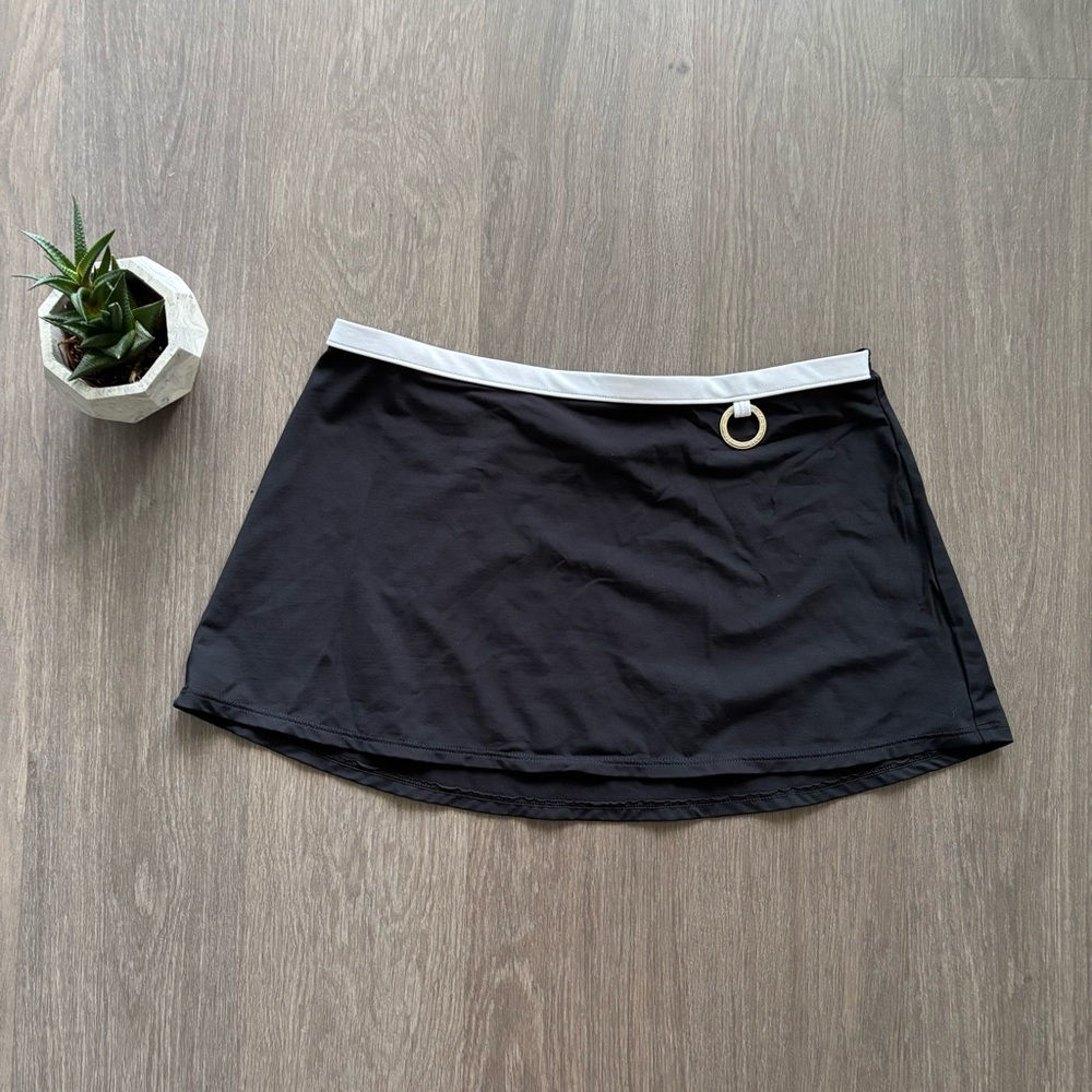 Anne Cole Black Swim Mini Skirt with White Trim